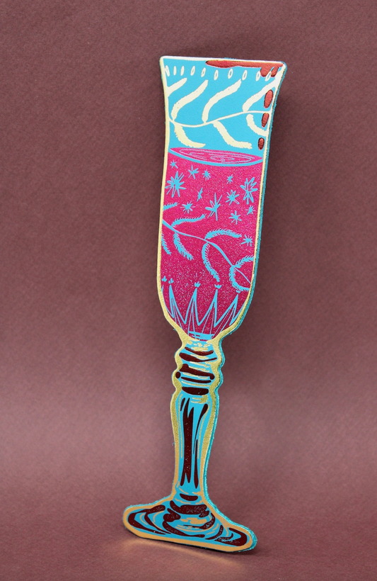 Champagne Flute Leather Bookmark