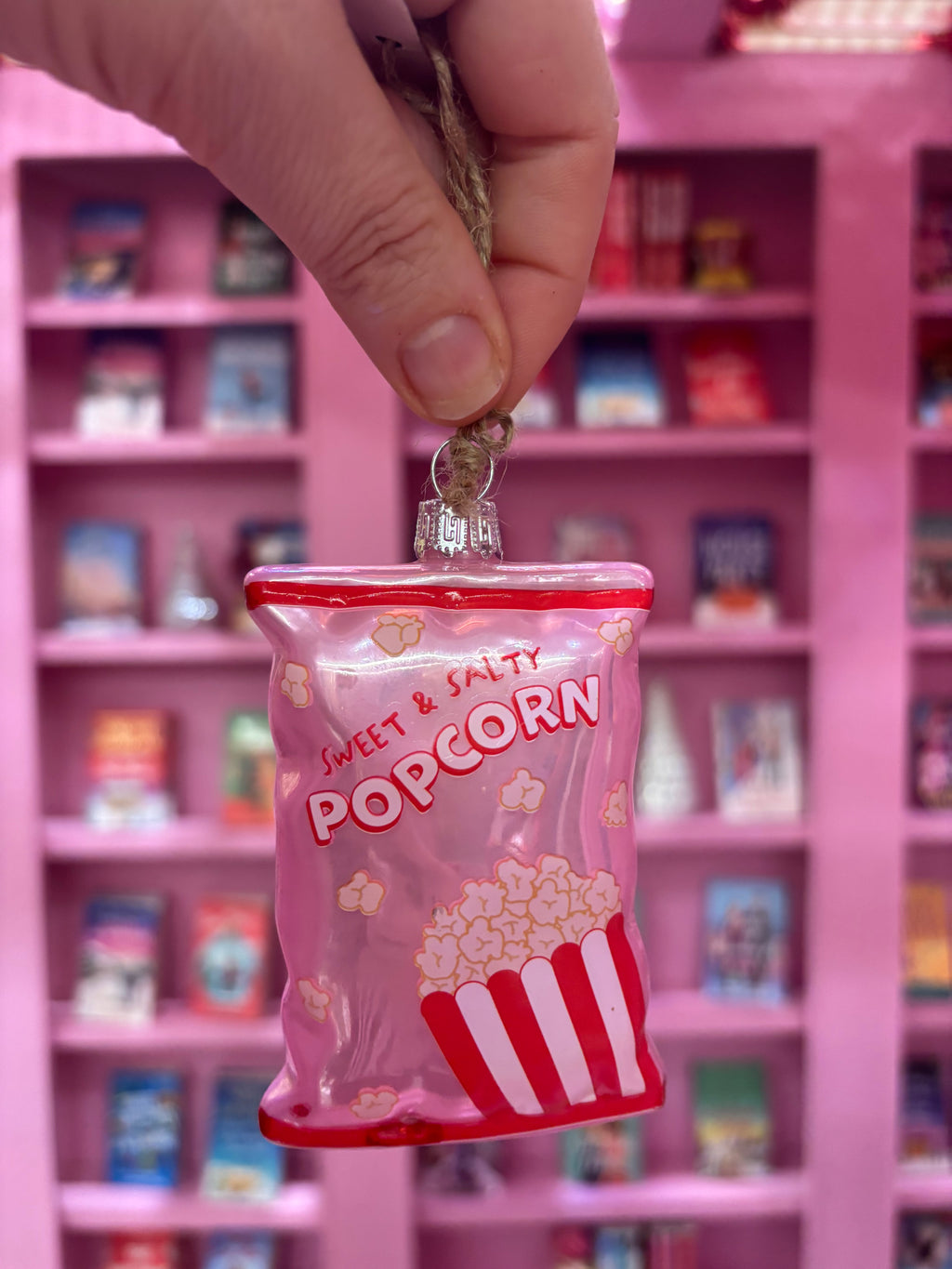 🍿 Pink Popcorn Bag Bauble