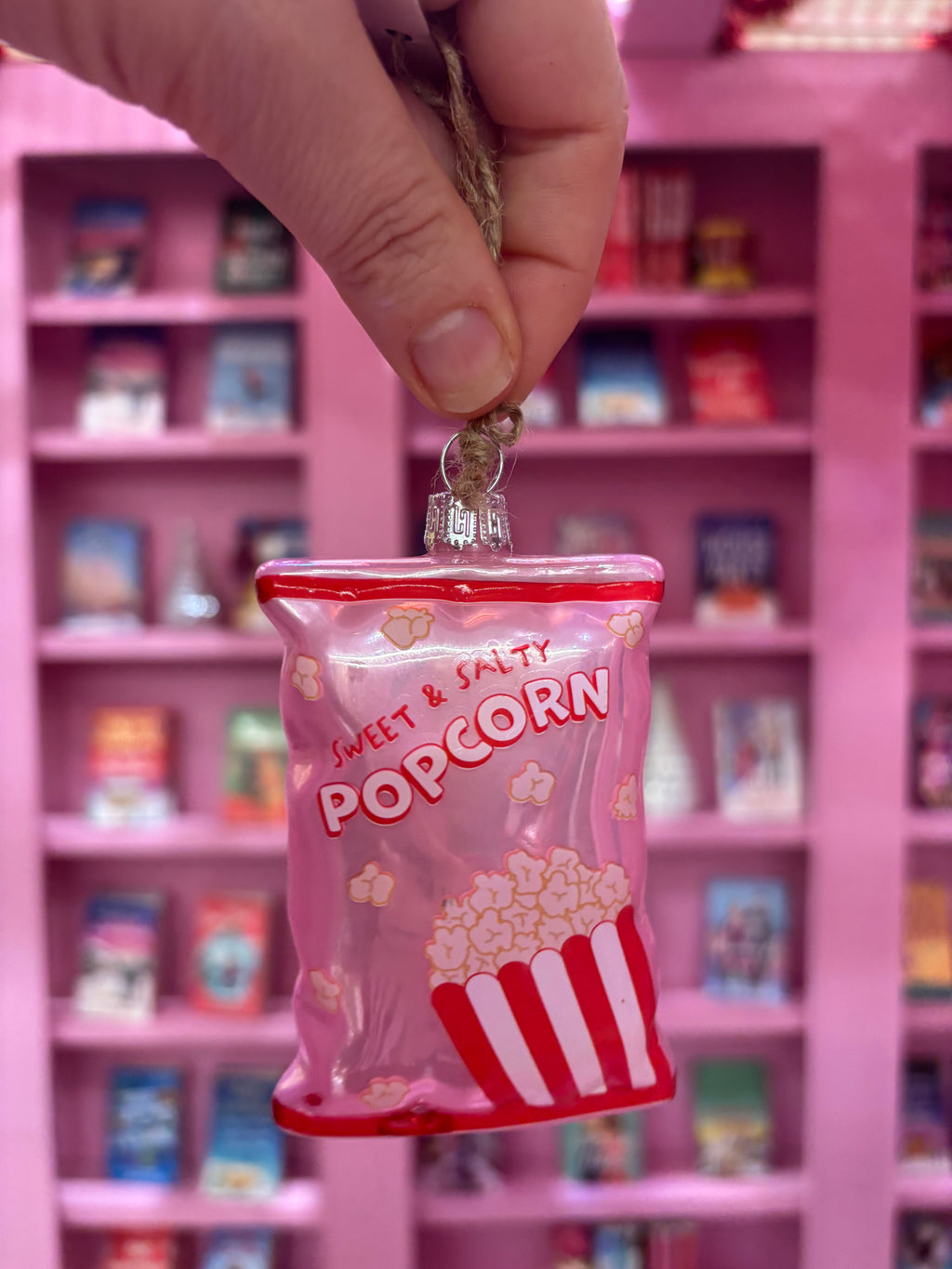 🍿 Pink Popcorn Bag Bauble
