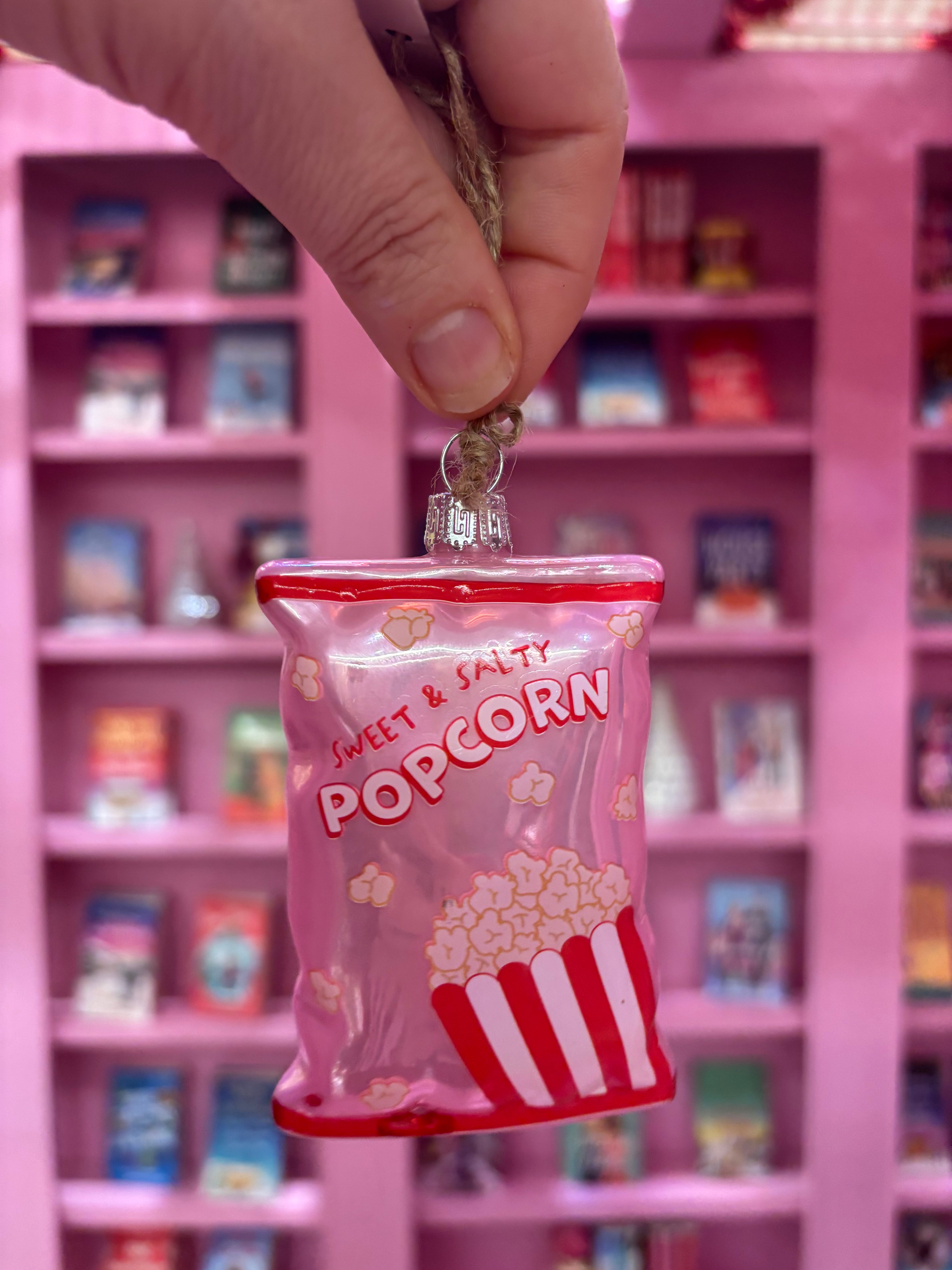 🍿 Pink Popcorn Bag Bauble