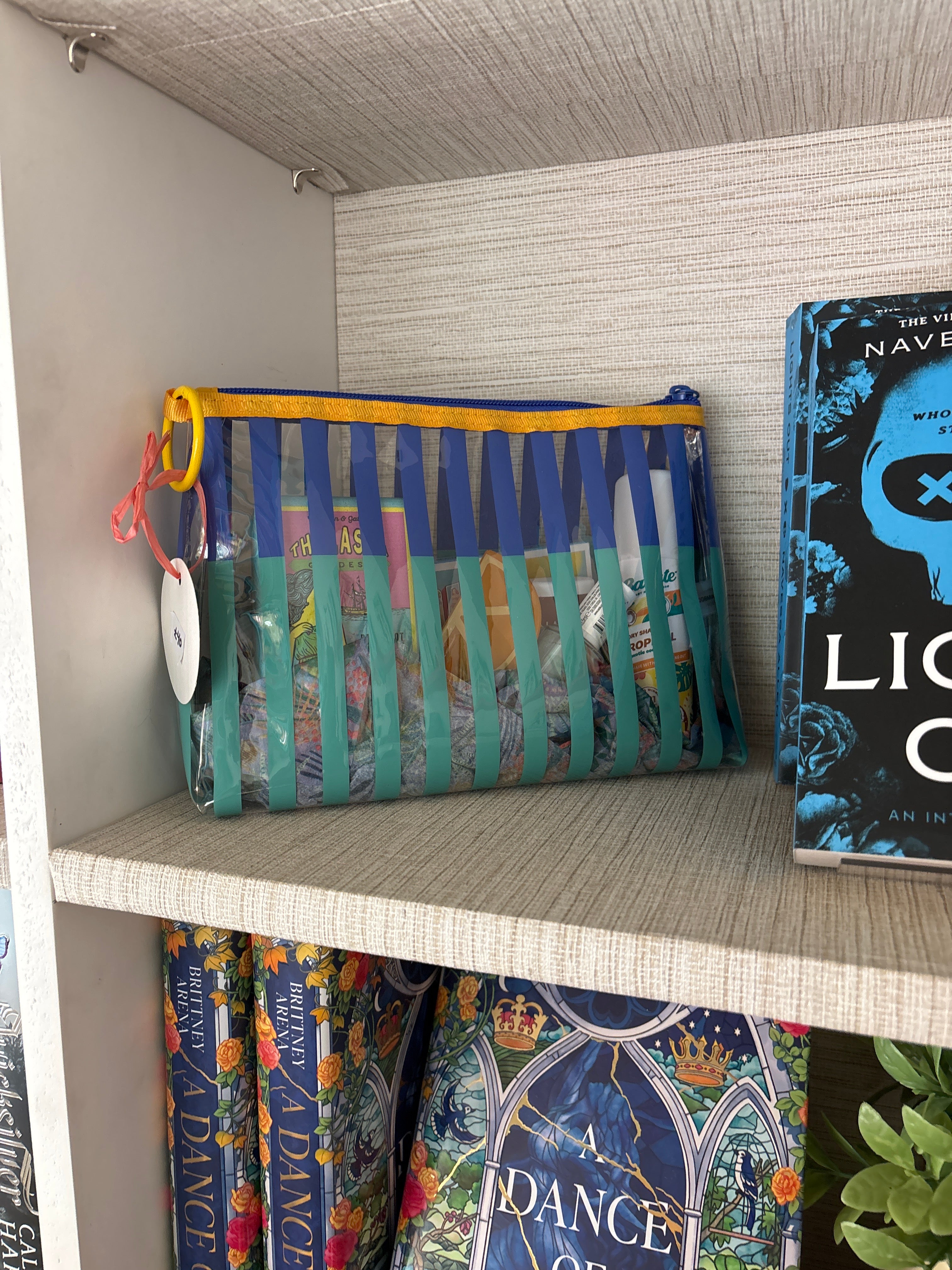 Blue Striped Makeup Pouch