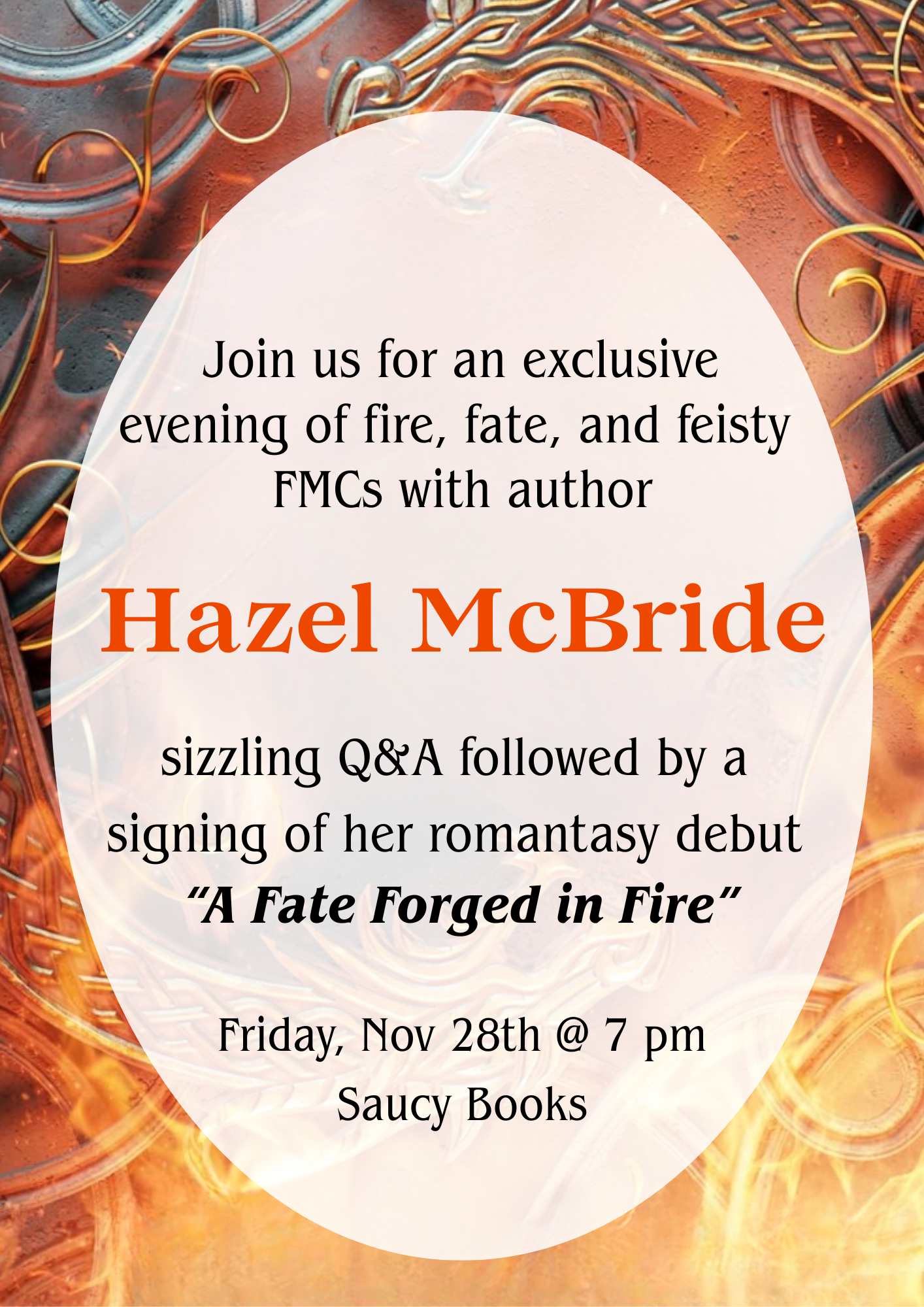 🔥 A Fate Forged in Fire — Hazel McBride in Conversation & Signing (Nov 28th)