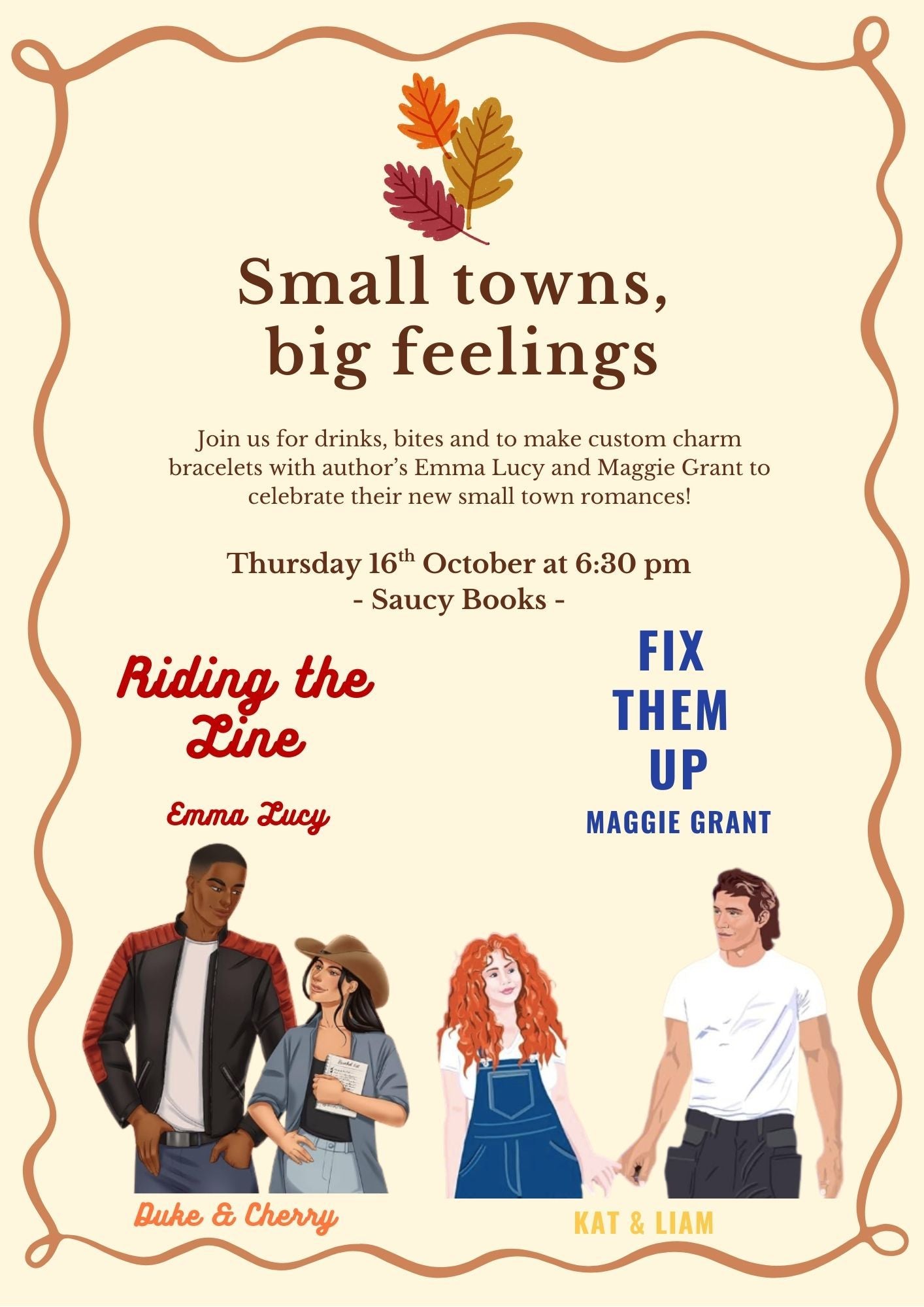 Small Towns, Big Feelings with authors Emma & Maggie — Oct 16 (Event Ticket)