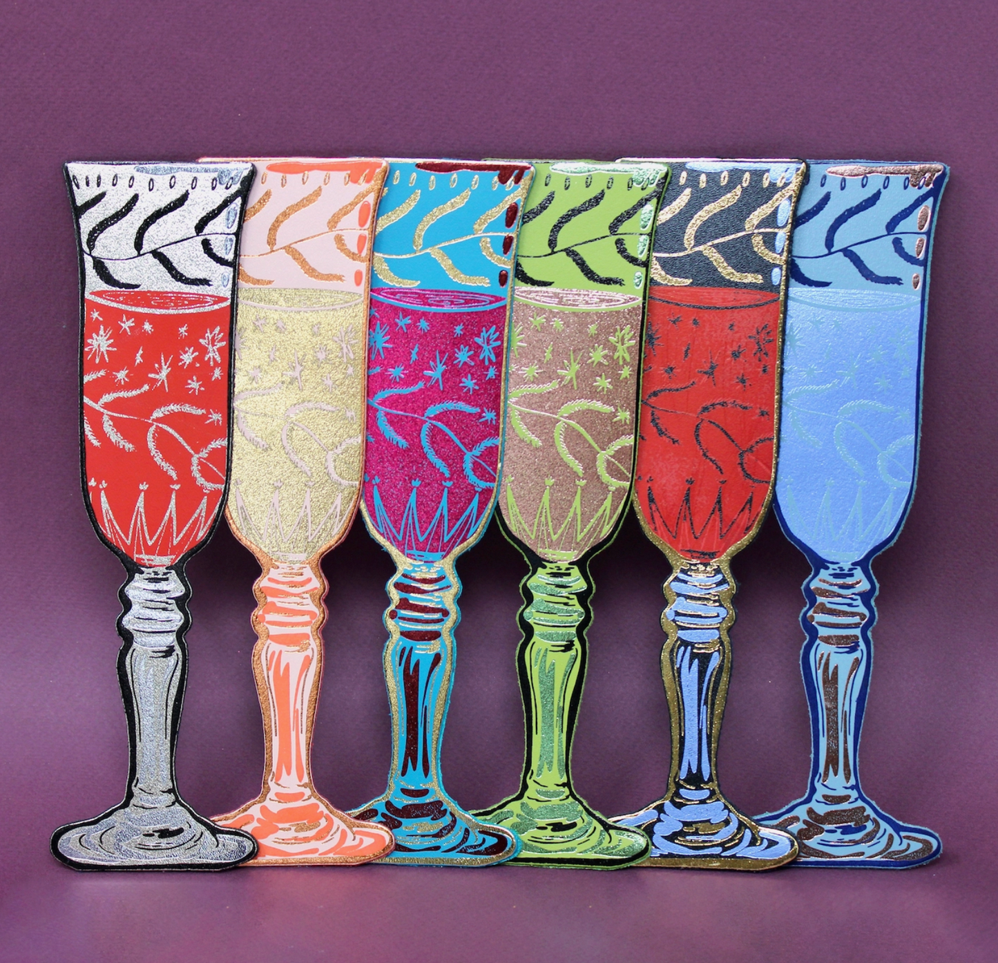 Champagne Flute Leather Bookmark
