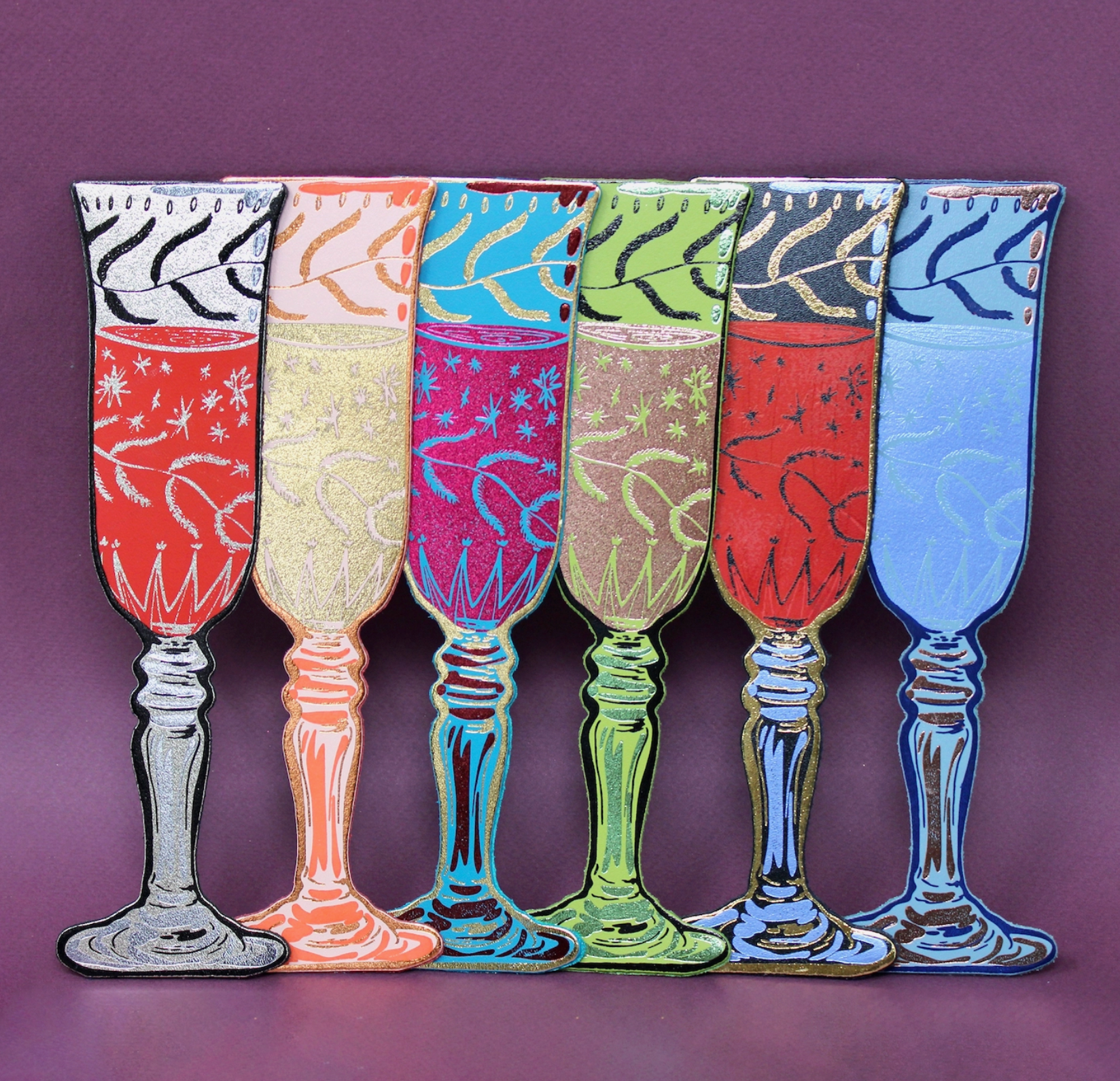 Champagne Flute Leather Bookmark