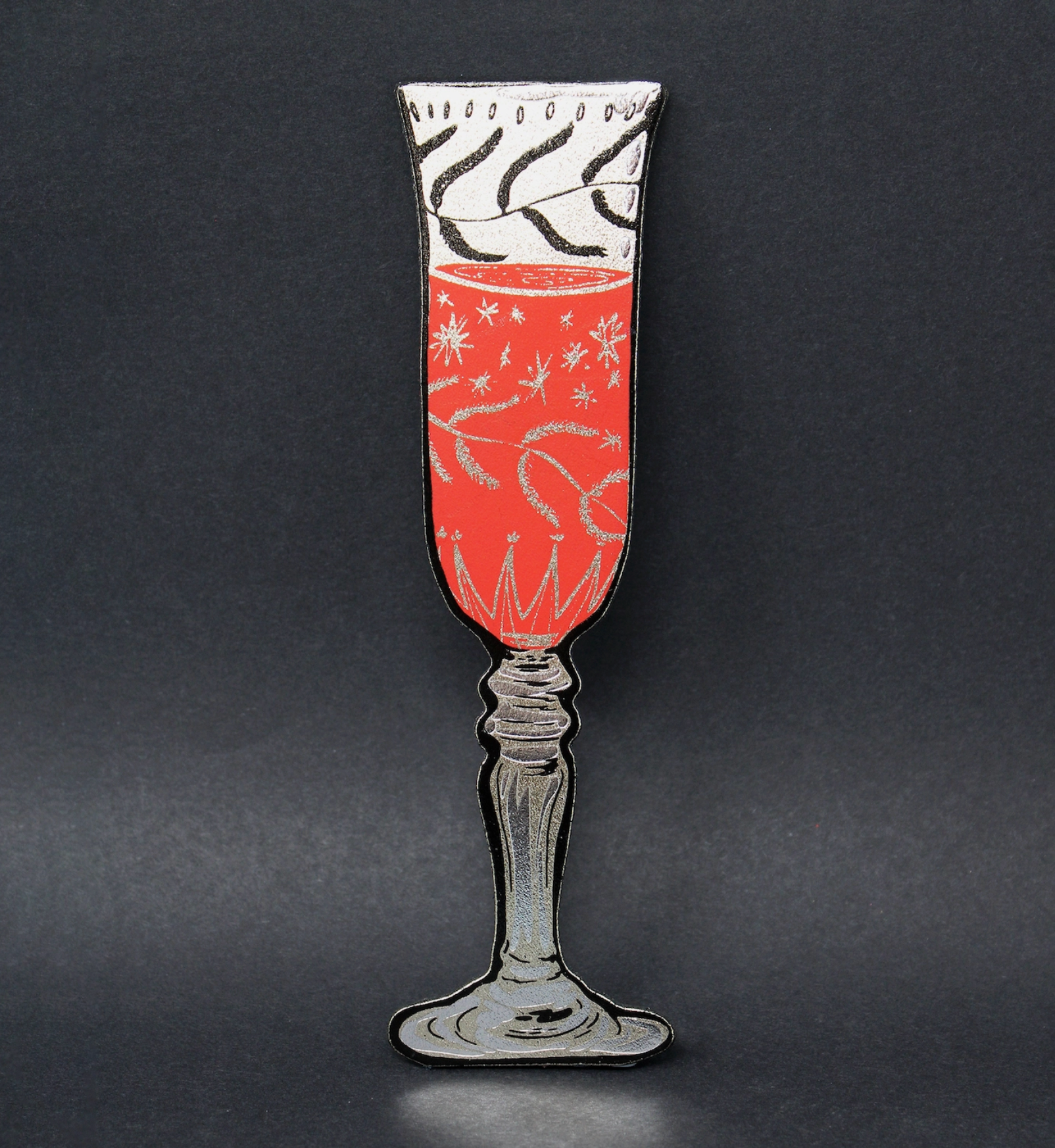 Champagne Flute Leather Bookmark