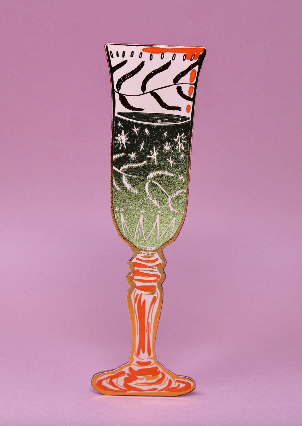 Champagne Flute Leather Bookmark