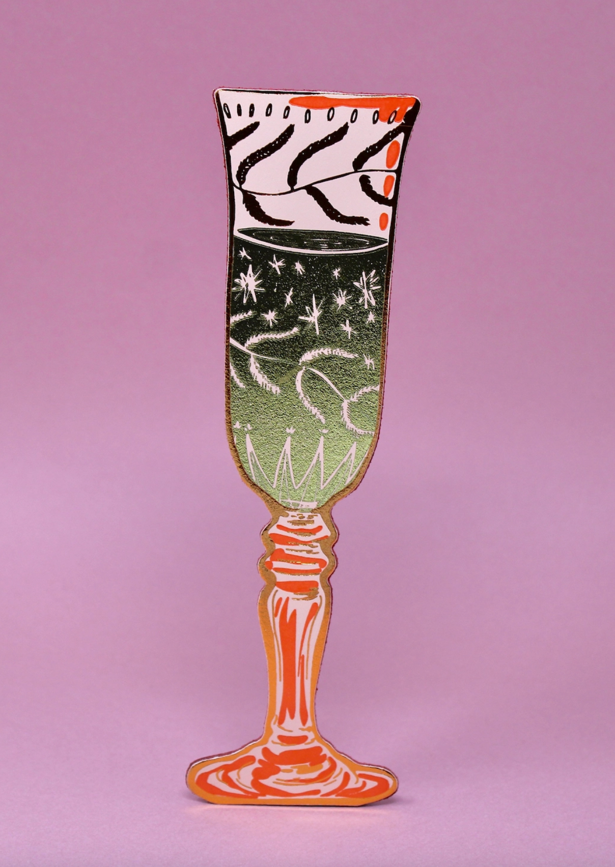 Champagne Flute Leather Bookmark