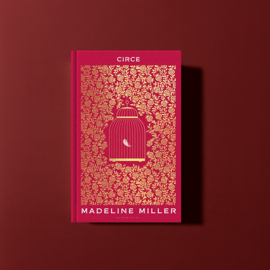 Book cover of 'Circe' by Madeline Miller with a red and gold design on a red background