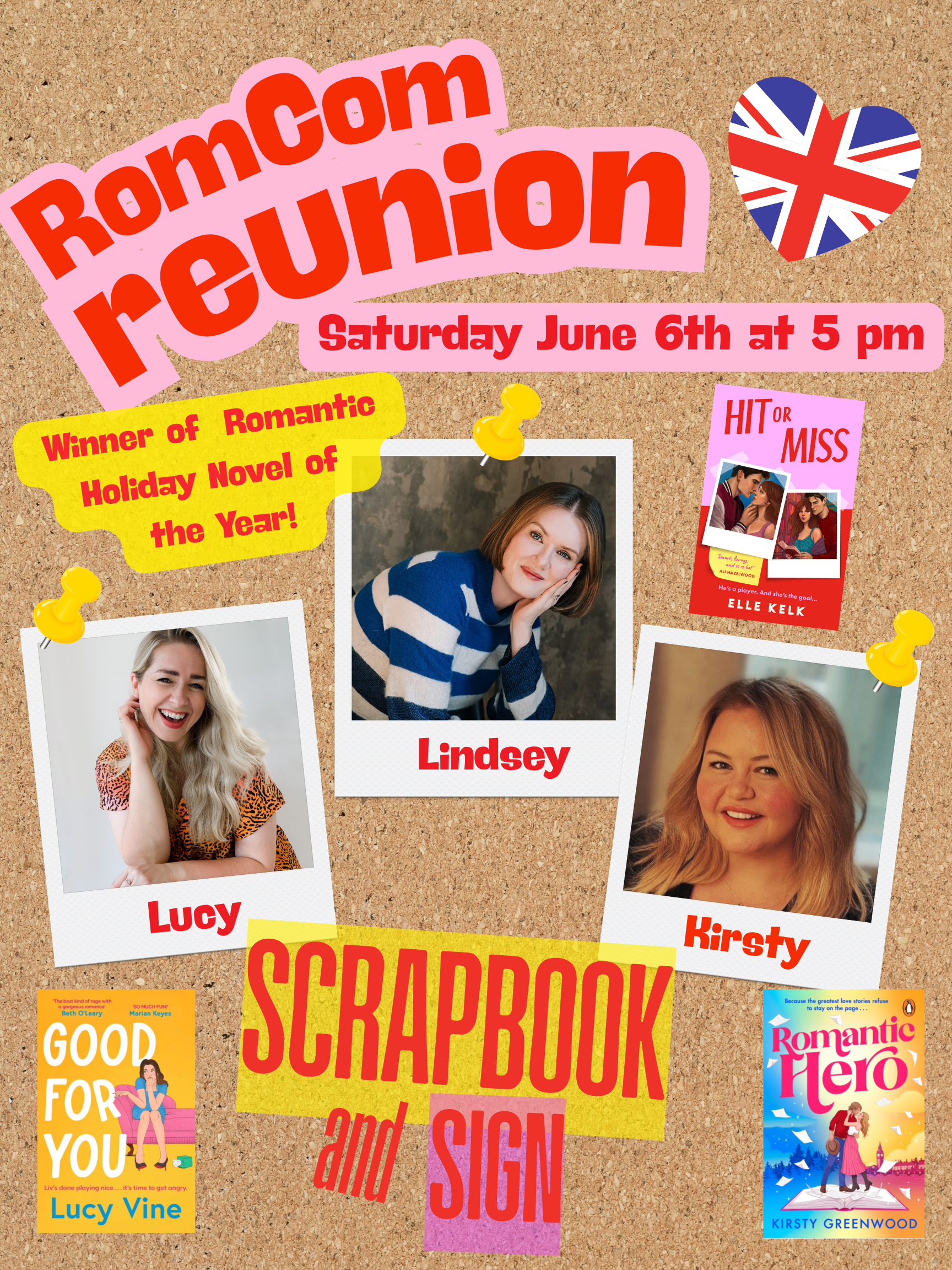 ✂️📓 RomCom Reunion: Scrapbook & Sign with Lindsey Kelk & Friends (June 6th)